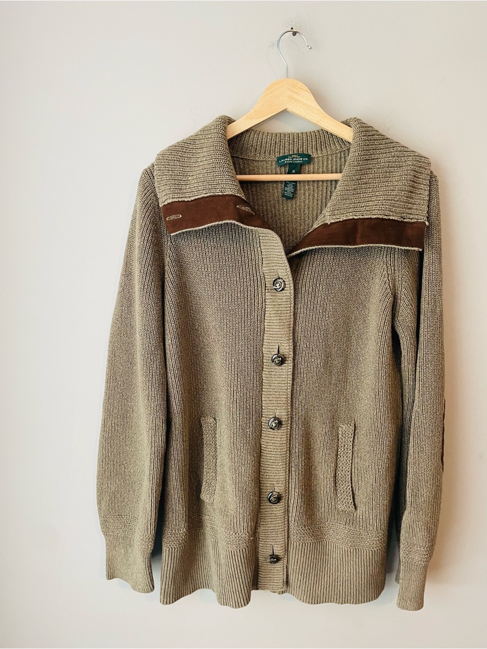 Lauren Ralph Lauren Vintage Fox Button Cotton Cardigan RARE